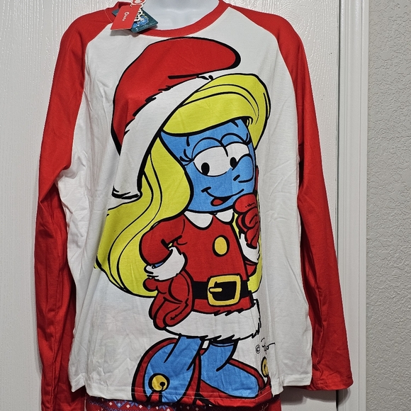 Pat Pat Smurfette Christmas Color-block Pajama Set Size XL - Picture 1 of 8